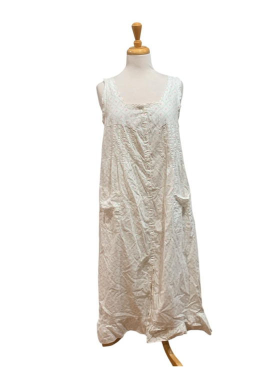 LINDSEY BLAKE Other - Vntg 90’s Women's LINDSEY BLAKE White Pink Floral Cotton Pajama Nightgown L